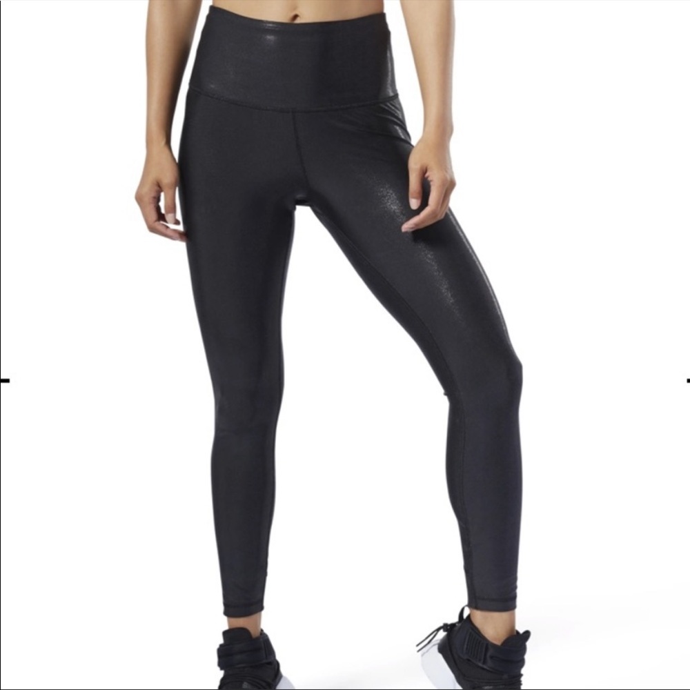 NWT Reebok Lux leggings size xxs in metallic finish black